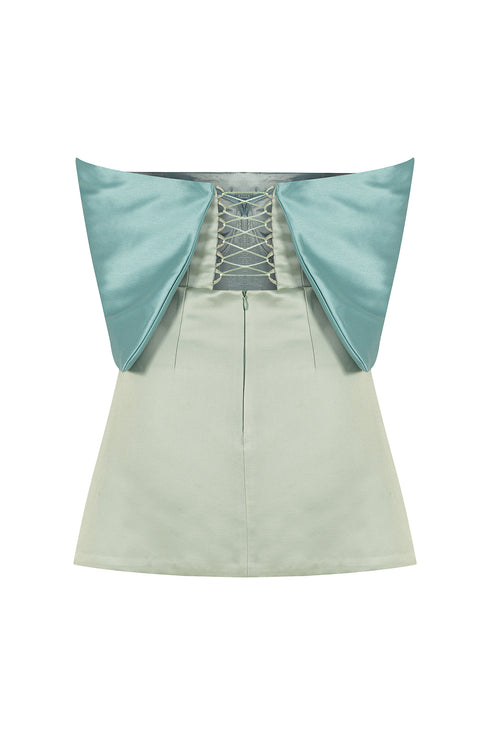 SLEEVE DETAILED BICOLOR MINI DRESS